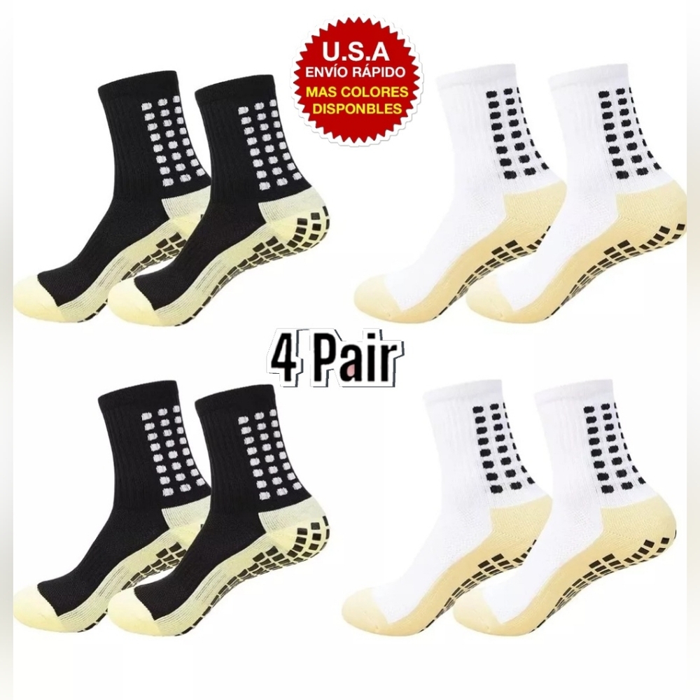 Men's Soccer Socks Non-Slip Grip Pads for Football Basketball Sports 4 P…